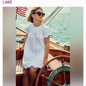 Lake White Mini Dress with Blue Trim